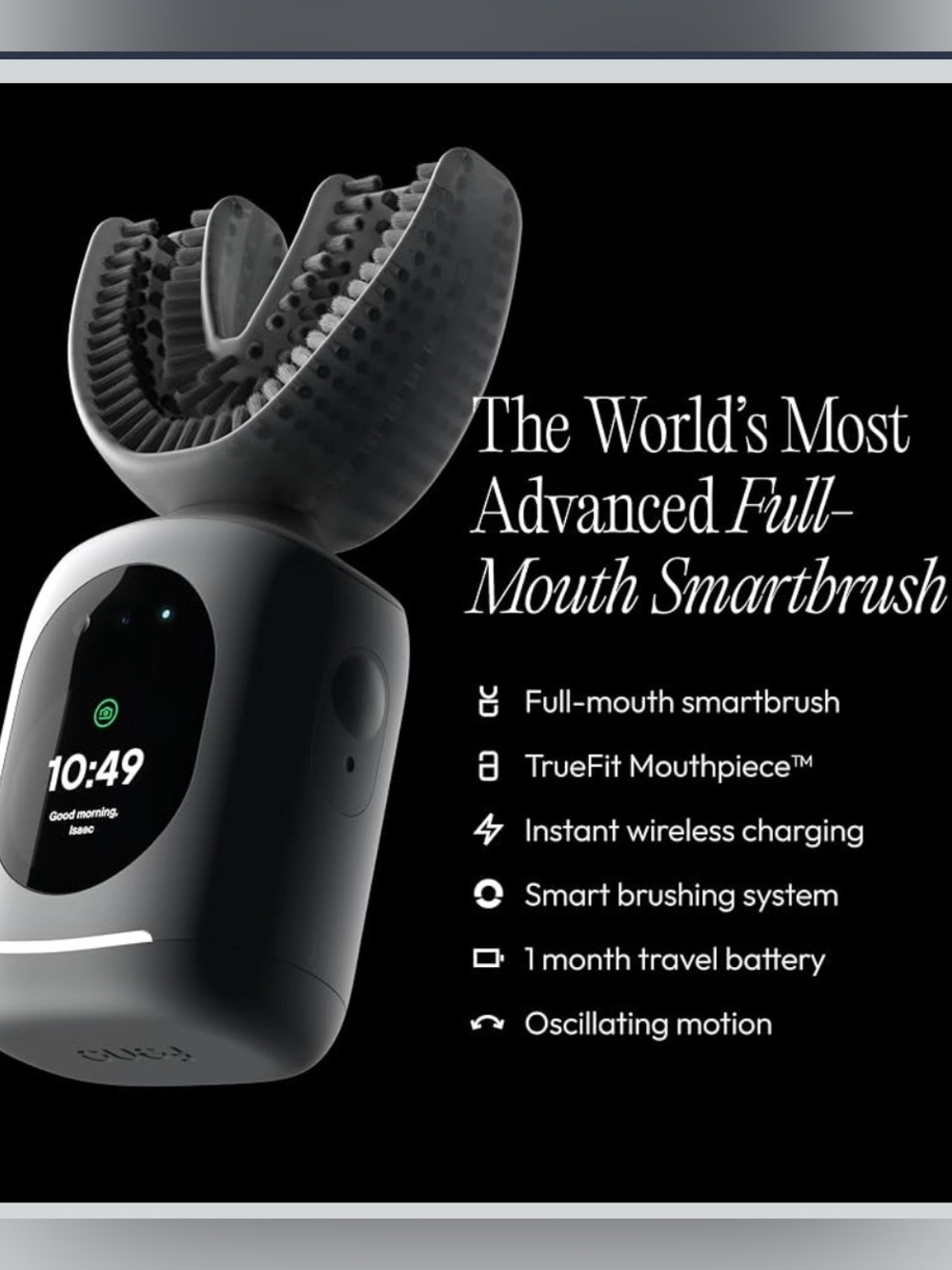 Full-Mouth Smartbrush Electric Toothbrush - Black
